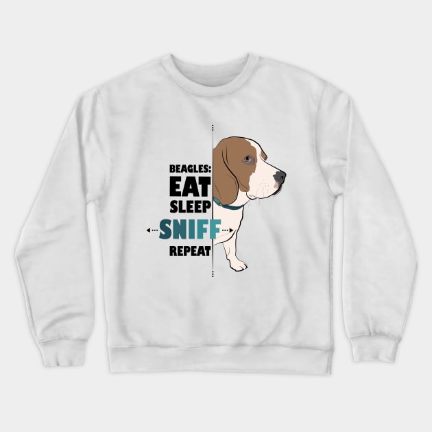 Eat, Sleep, Sniff, Repeat : Beagle Edition Crewneck Sweatshirt by Crafting Yellow